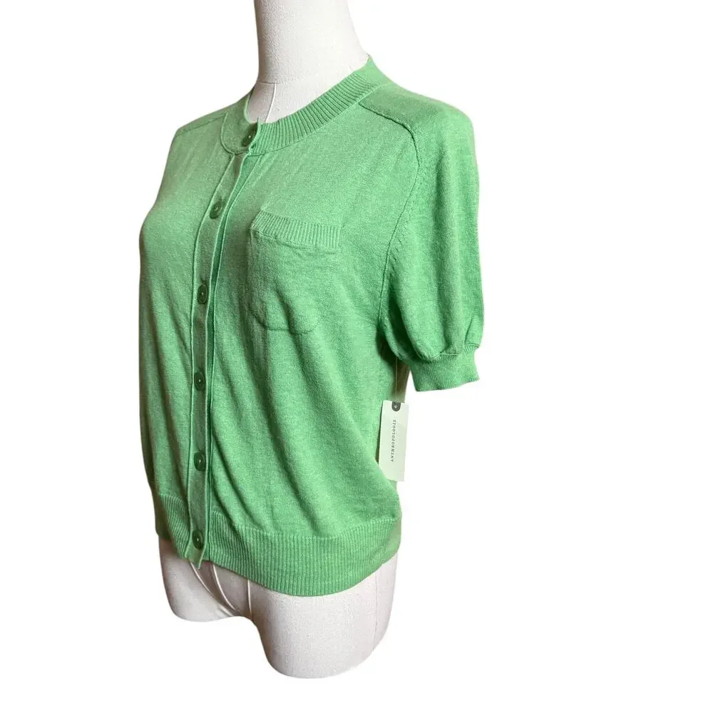 Anthropologie Maeve NEW Short -Sleeve Crew-Neck Cardigan Sweater Size XS - Picture 10 of 10